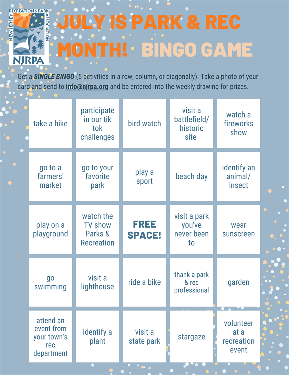 Parks Rec Month Bingo Board