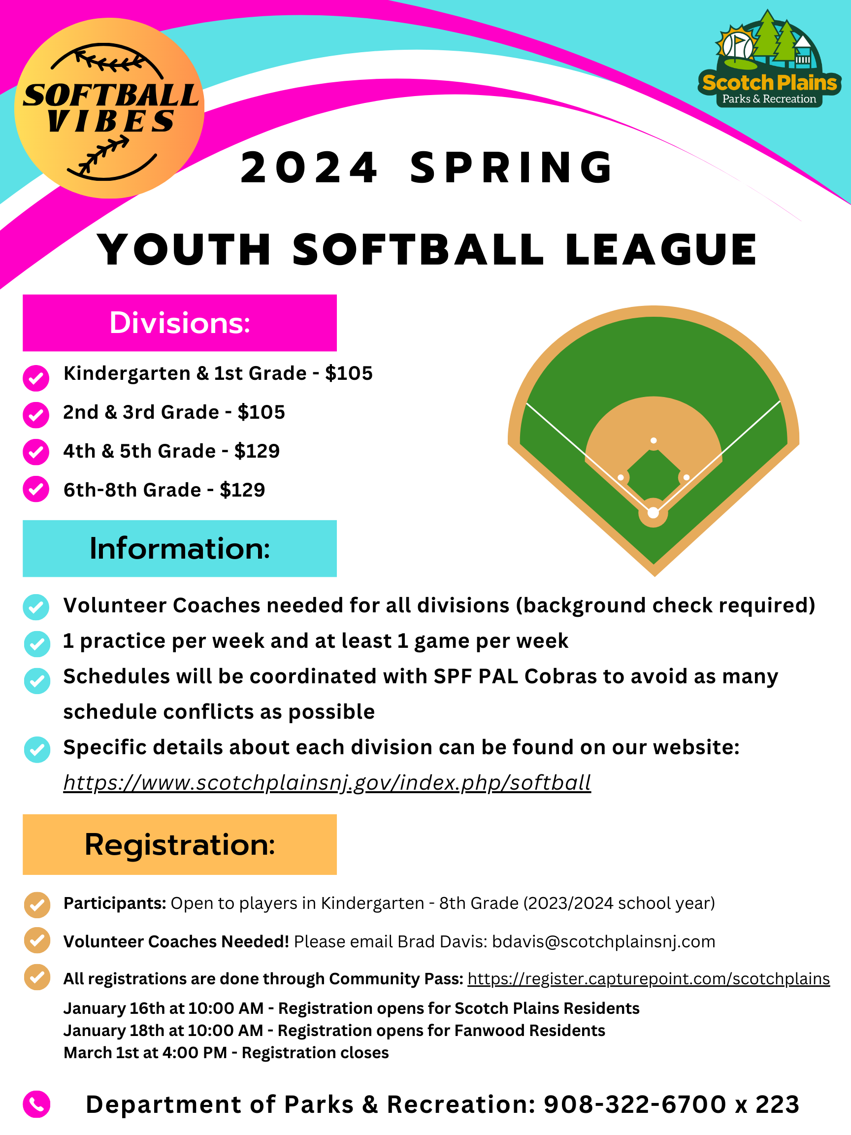 2024 Spring Youth Softball Flyer