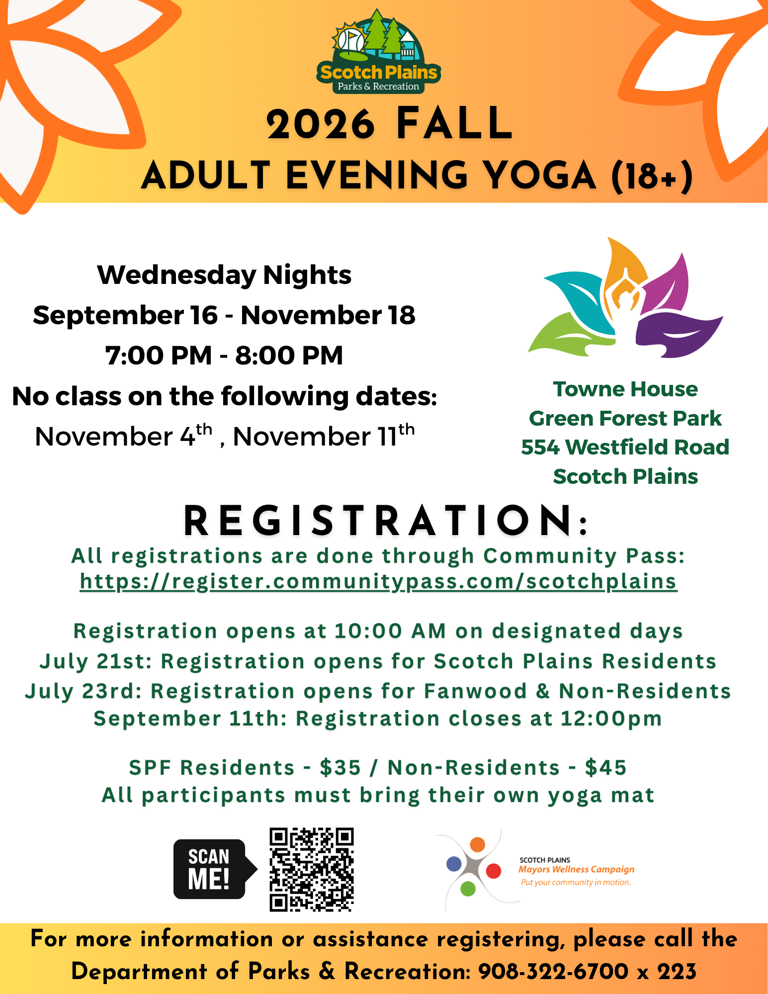 2026 Fall Yoga Adult EVENING Flyer