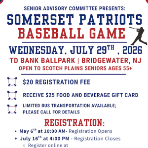 Somerset Patriots Baseball Game for Seniors